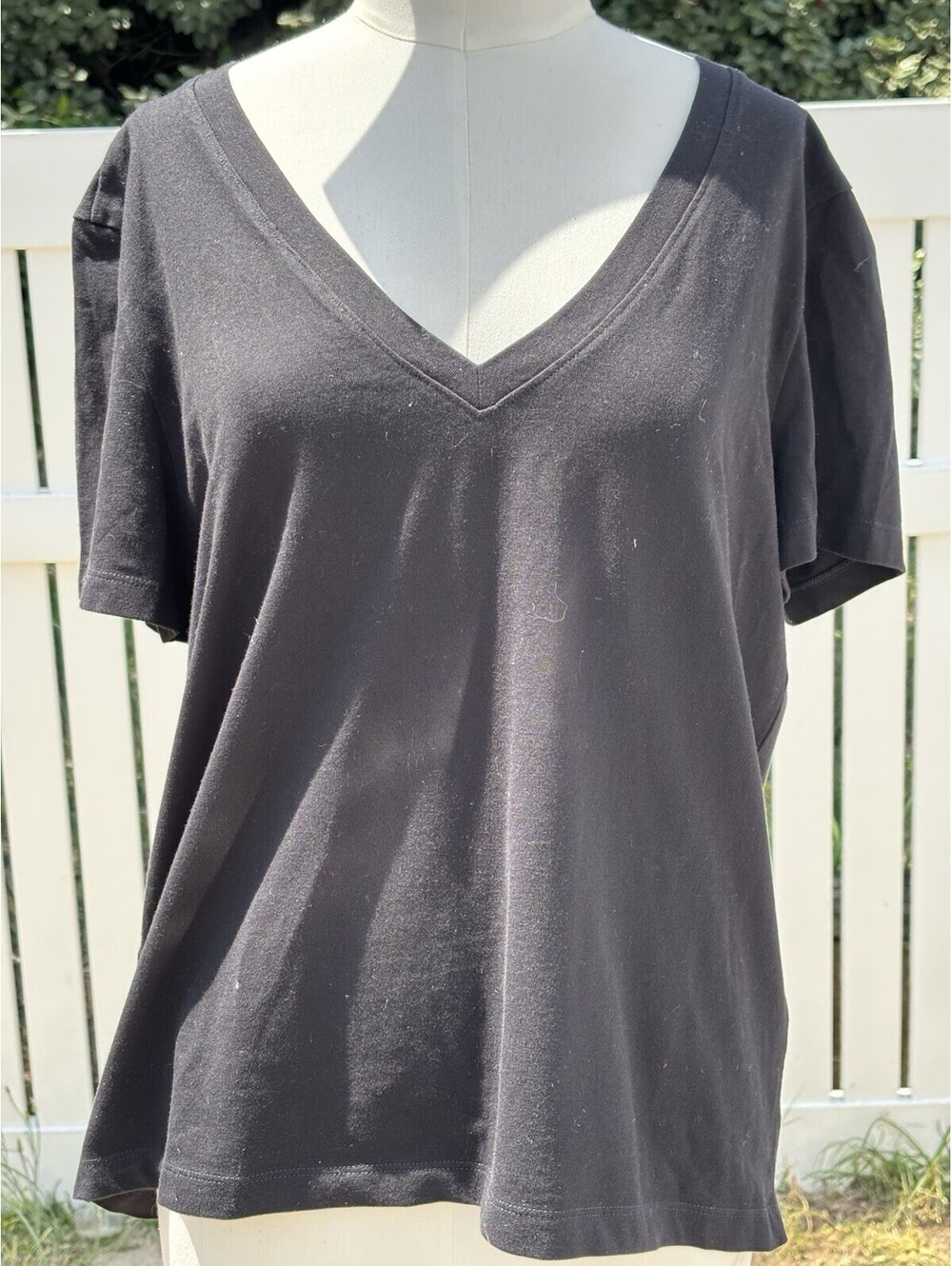Madewell Black V Neck Cotton Tee Shirt Womens Large Relaxed Fit NWT